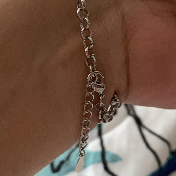 Neiman Marcus 18K White Gold Plated Crystal Evil Eye Bracelet - Picture 4 of 5